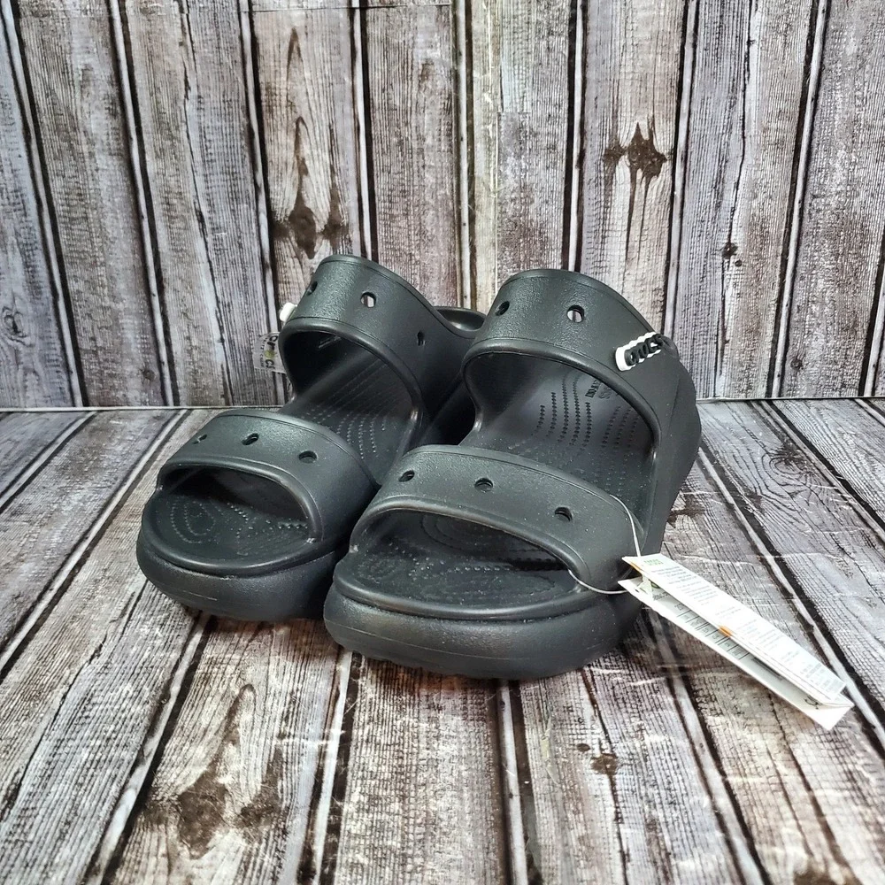 Crocs Men's Classic Crush Sandal Black Platform Slide Size 11